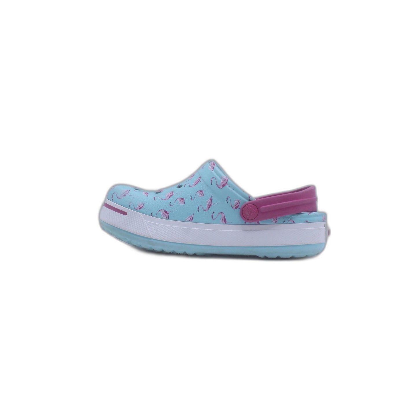 Crocs Blue With Pink Flamingo Print