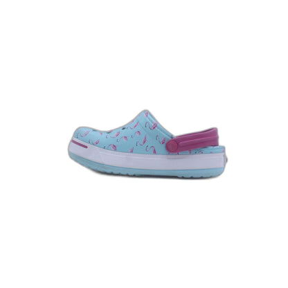 Crocs Blue With Pink Flamingo Print