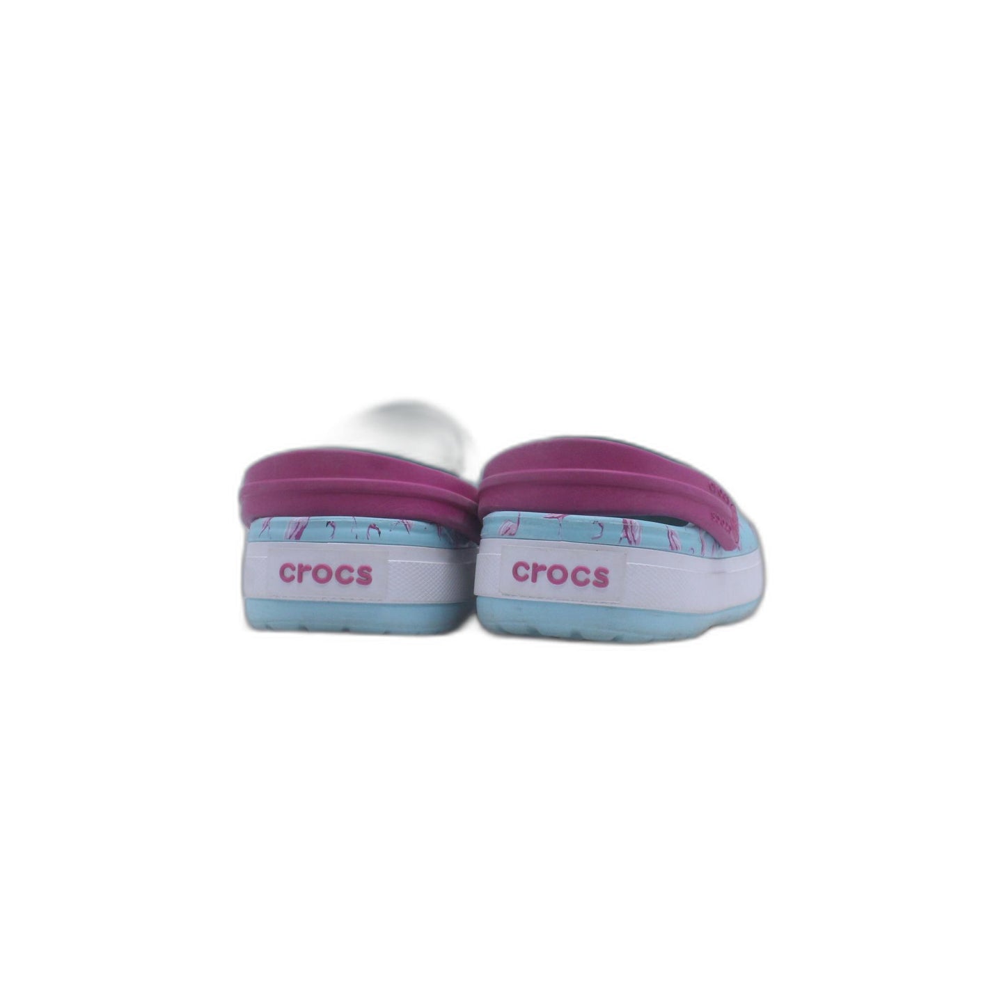 Crocs Blue With Pink Flamingo Print