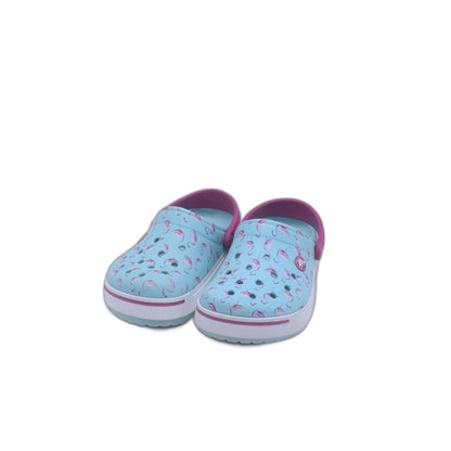 Crocs Blue With Pink Flamingo Print