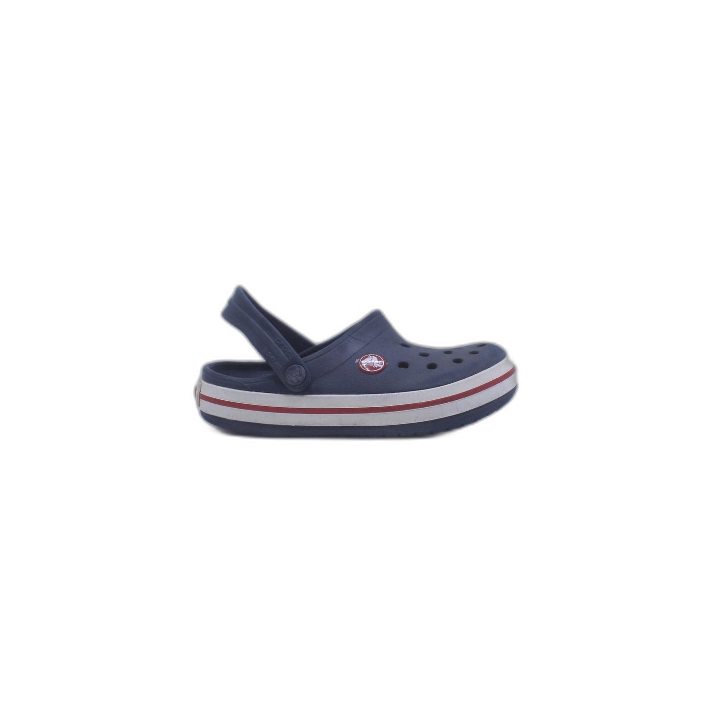 Crocs Navy Blue White & Red Line Slide On Clogs