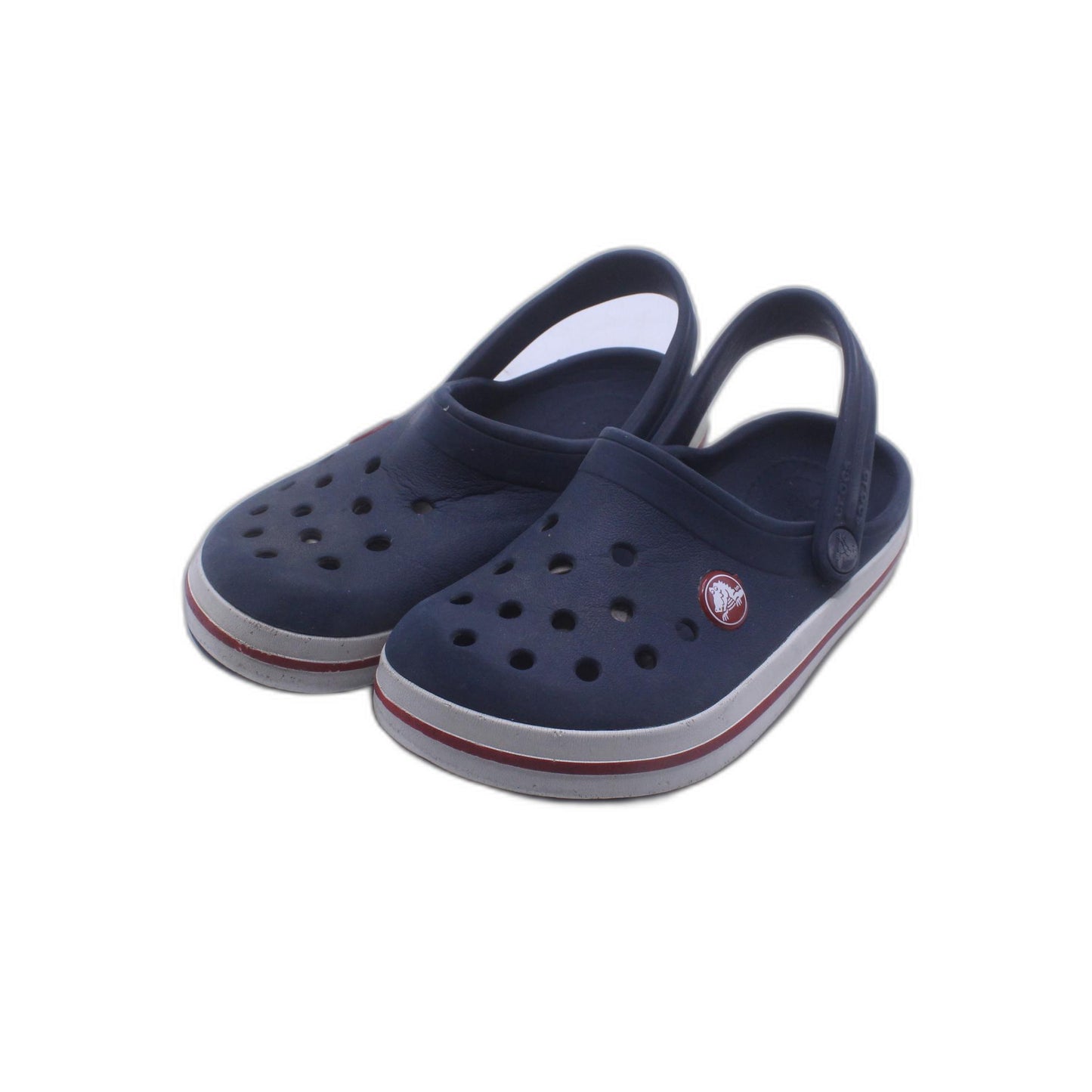 Crocs Navy Blue White & Red Line Slide On Clogs