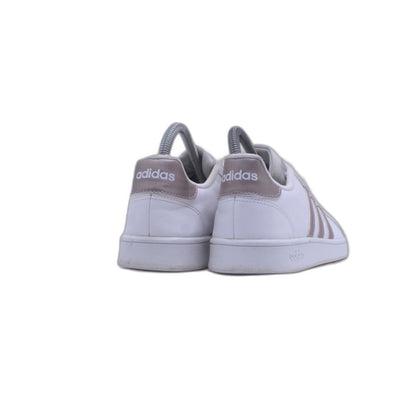 Adidas Grand Court K White & Gold Granite Stripe Tennis Shoes