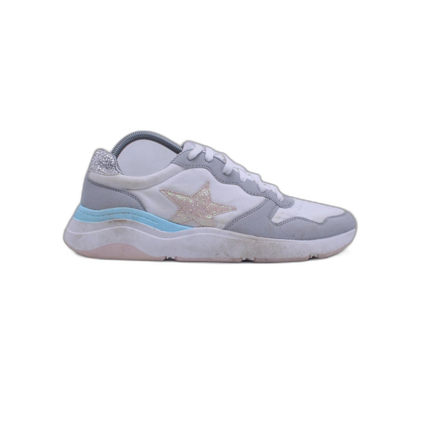 No Boundaries Women's White Gray Pink Blue Low Top Lace Up Sneakers