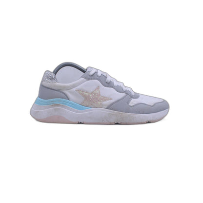No Boundaries Women's White Gray Pink Blue Low Top Lace Up Sneakers