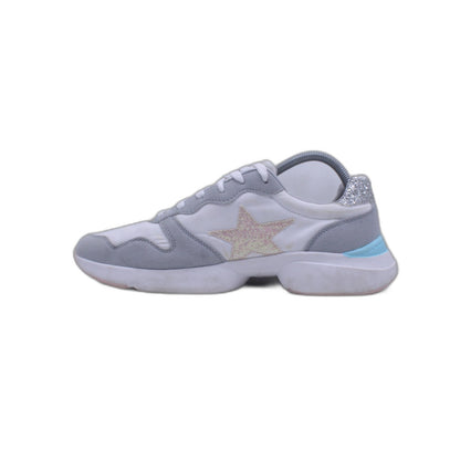 No Boundaries Women's White Gray Pink Blue Low Top Lace Up Sneakers