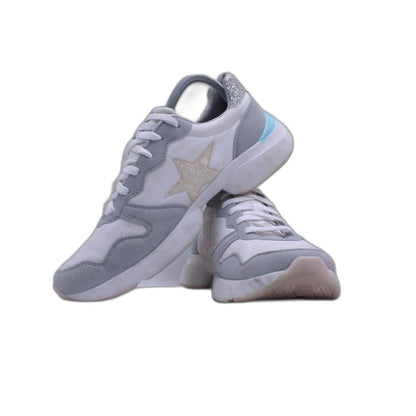 No Boundaries Women's White Gray Pink Blue Low Top Lace Up Sneakers