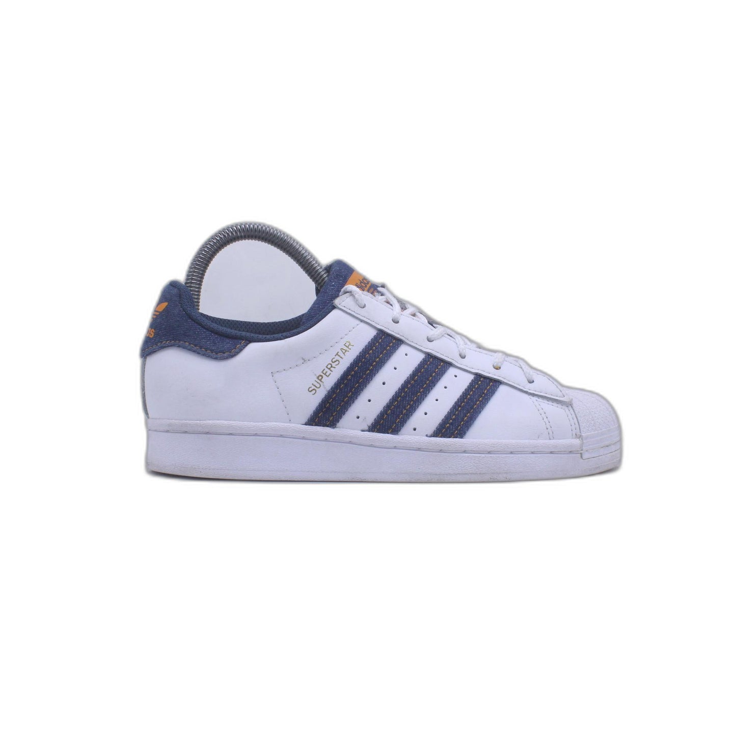 Adidas Superstar White Dark Blue Gold Felt Stripe H00189