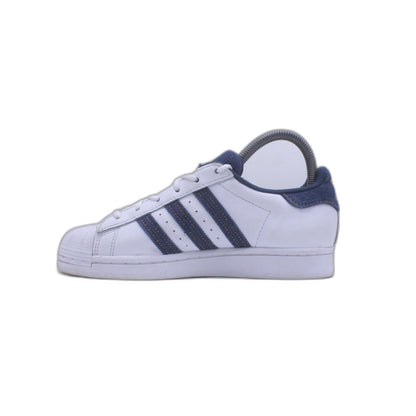 Adidas Superstar White Dark Blue Gold Felt Stripe H00189