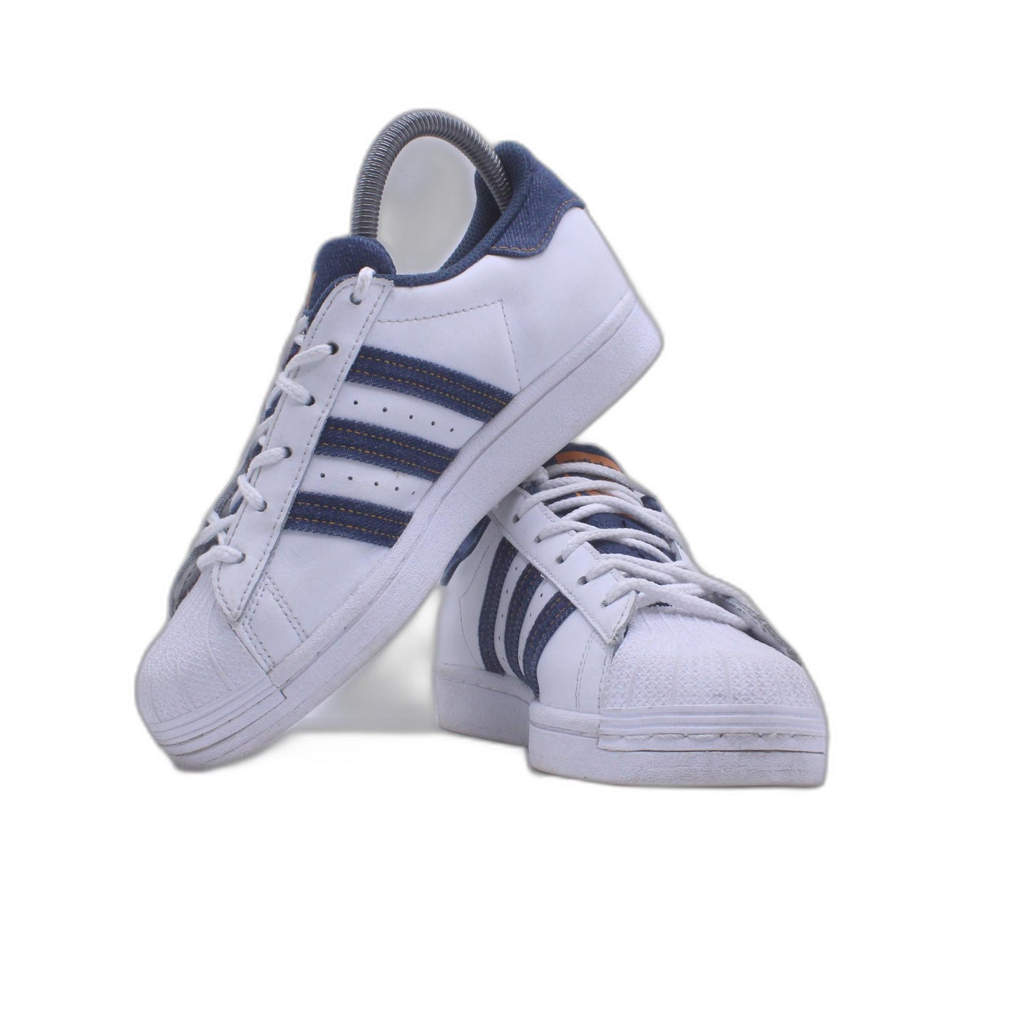 Adidas Superstar White Dark Blue Gold Felt Stripe H00189