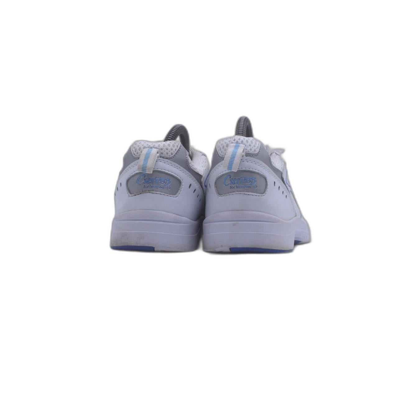 Curves for Women White Blue Faux Leather Gym Workout Shoe