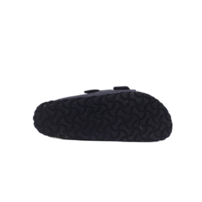 Joe N Joyce Sandals Slip On Strap Slide Black Leather Open Toe Flats