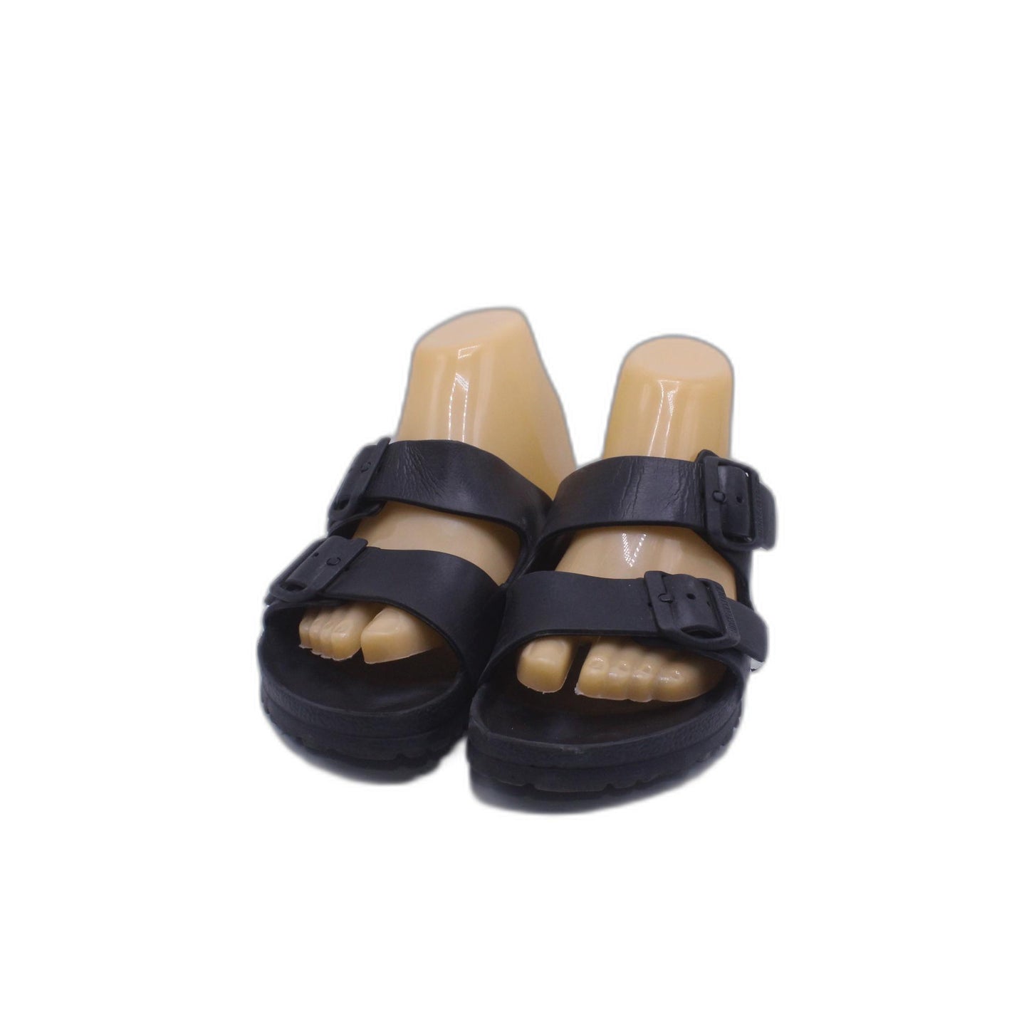 Joe N Joyce Sandals Slip On Strap Slide Black Leather Open Toe Flats