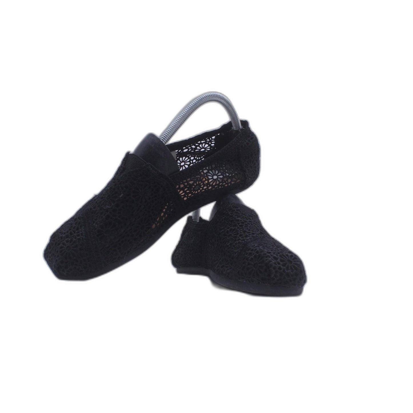 Toms Black Lace Slip On Shoe