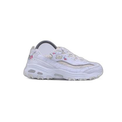Skechers Wide Fit Air Cooled Memory Foam Embroidered White Pink Rose Shoes