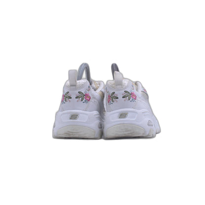 Skechers Wide Fit Air Cooled Memory Foam Embroidered White Pink Rose Shoes