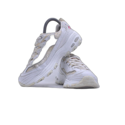 Skechers Wide Fit Air Cooled Memory Foam Embroidered White Pink Rose Shoes