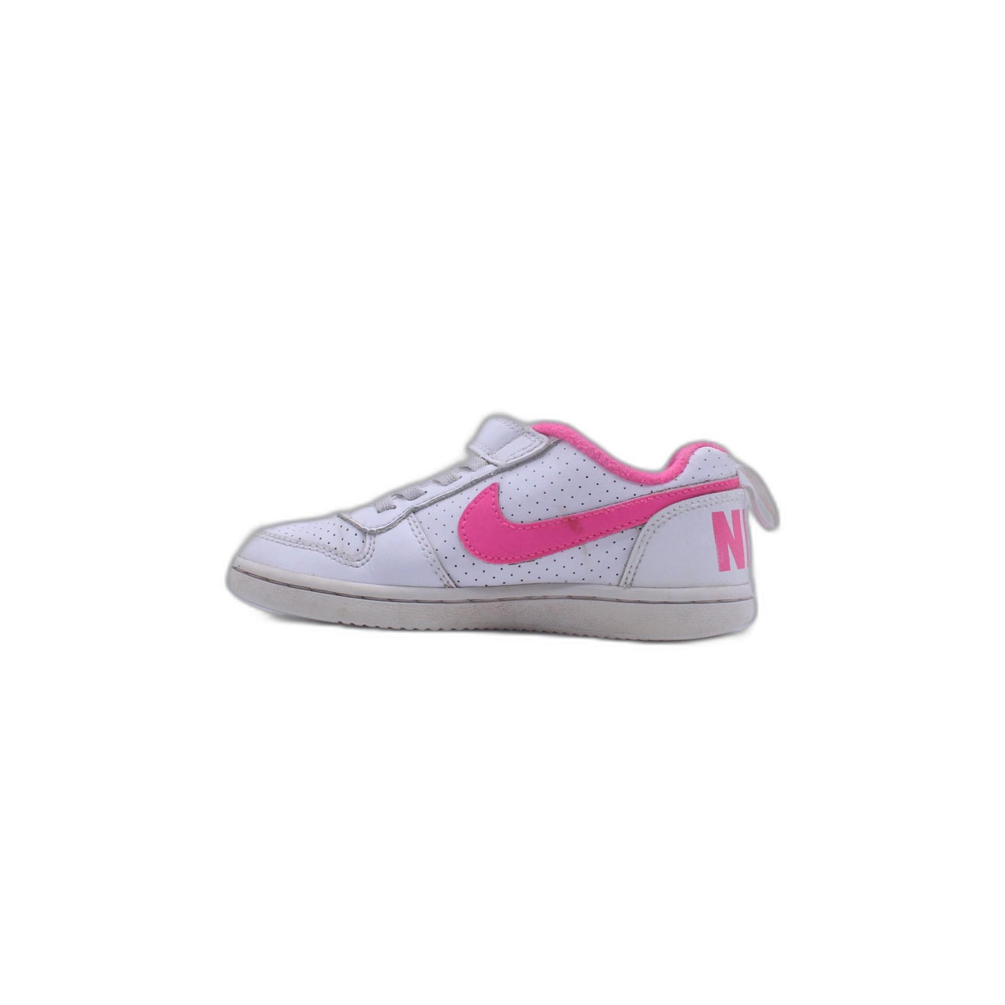 WHITE NIKE COURT BOROUGH LOW TRAINERS PINK FLASH KIDS