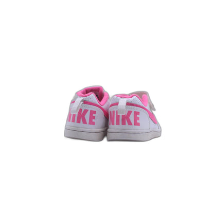 WHITE NIKE COURT BOROUGH LOW TRAINERS PINK FLASH KIDS