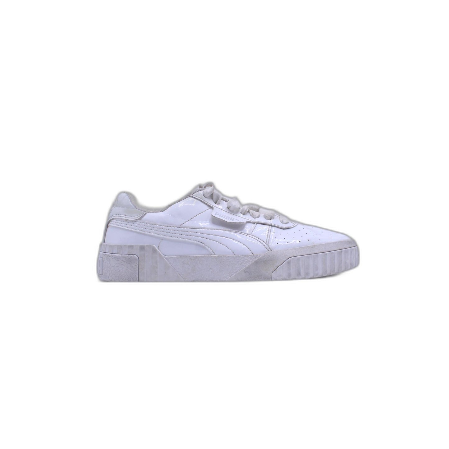 Puma White Leather Strap Lace Up Mens Trainer