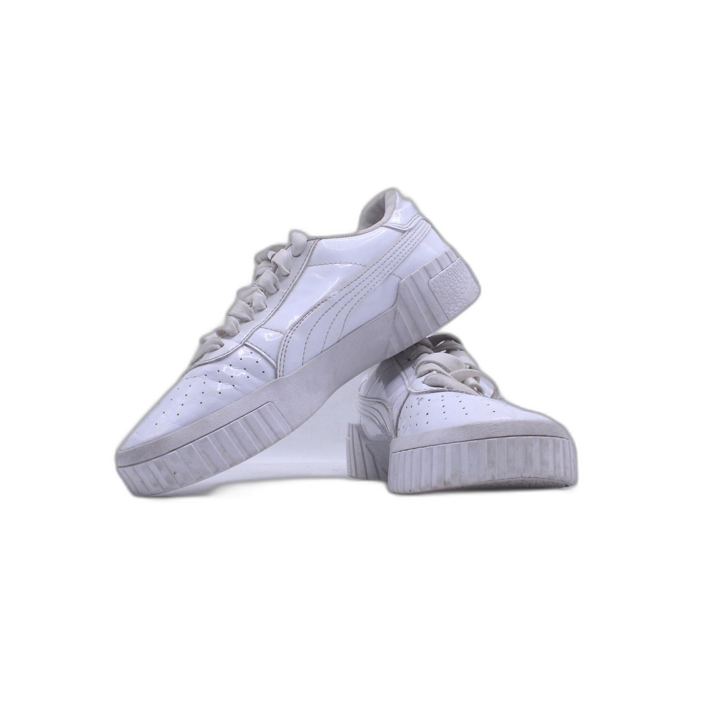 Puma White Leather Strap Lace Up Mens Trainer