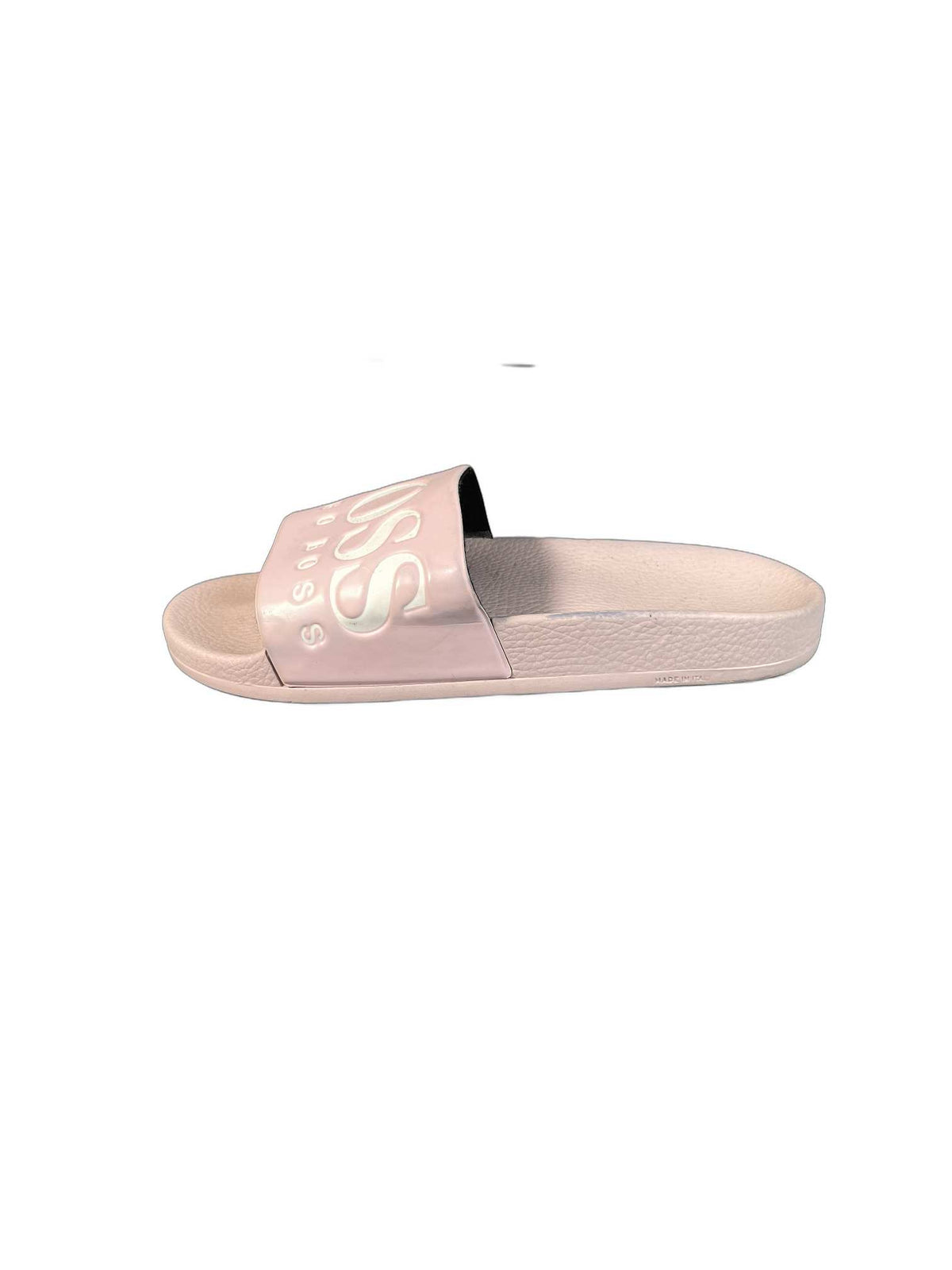 Boss light pink / rose logo slide sandals
