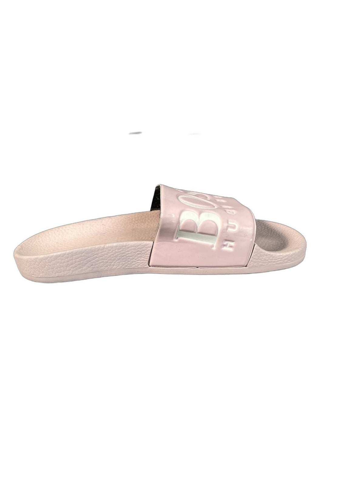 Boss light pink / rose logo slide sandals