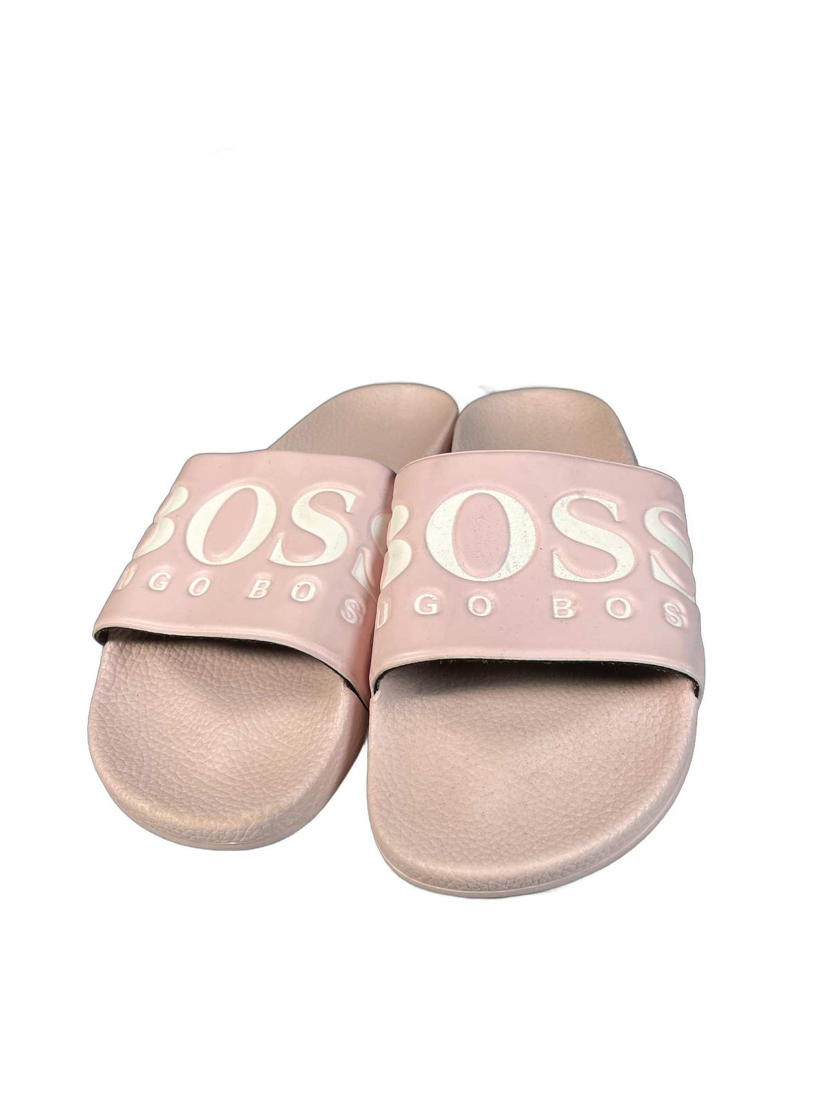 Boss light pink / rose logo slide sandals