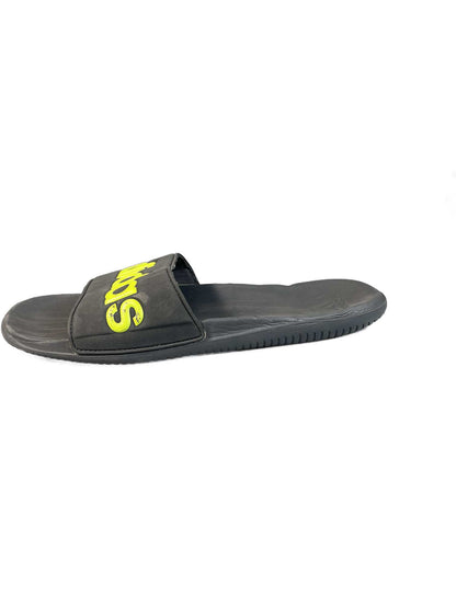 Black and neon-yellow Adidas recovery/shower slide