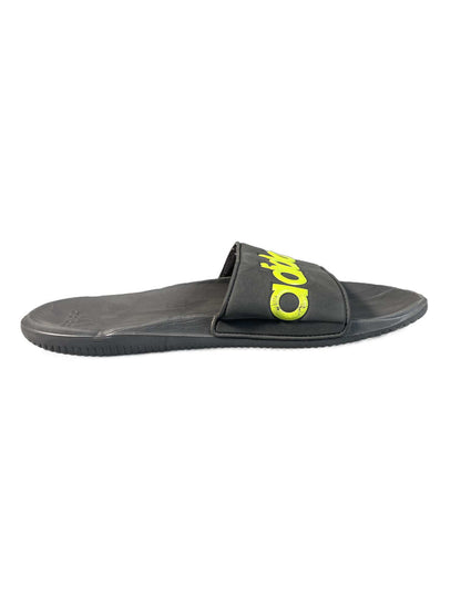 Black and neon-yellow Adidas recovery/shower slide
