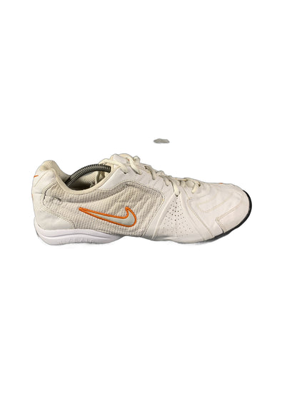 Nike athletic shoe in a white and orange