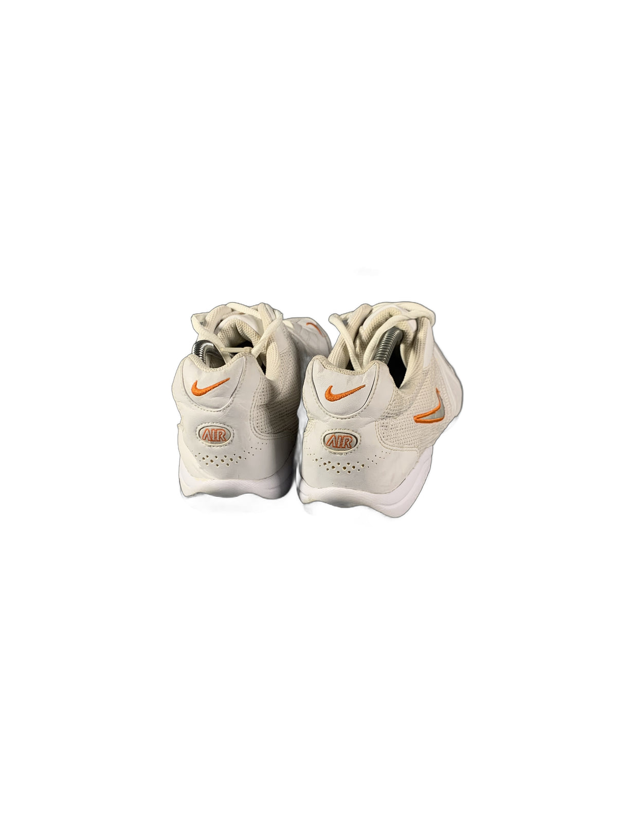 Nike athletic shoe in a white and orange