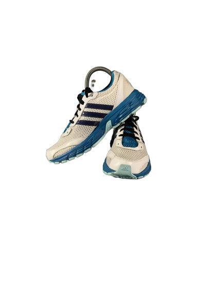 adidas Vanquish 6 running shoe in a white and blue colorway