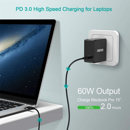 Choetech 60W PD 3.0 Type C Fast Charging Foldable Adapter USB C Charger