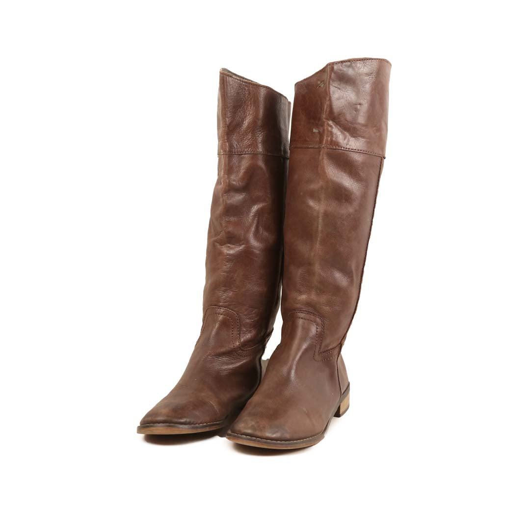 MIA BROWN LEATHER HIGH BOOTS