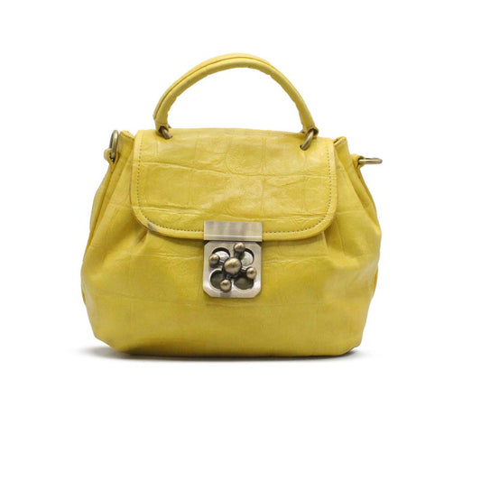 MONCHIQUE LEATHER YELLOW TOP HANDLE BAG