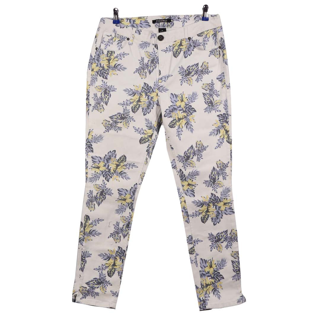 TOZ & ALI WHITE AND BLUE FLORAL JEANS