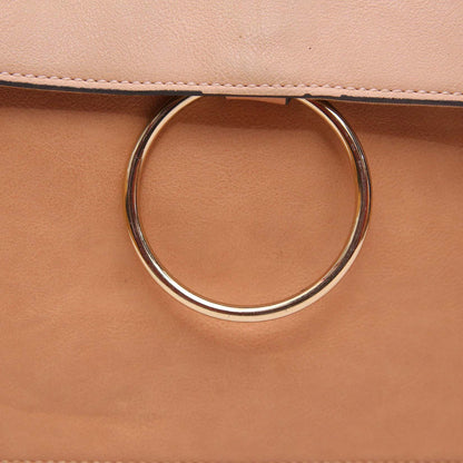 CLASSIC RING STYLE BROWN LEATHER CLUTCH