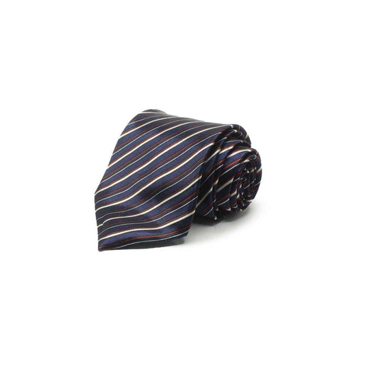 RED AND WHITE STRIPES BLUE SILK TIE