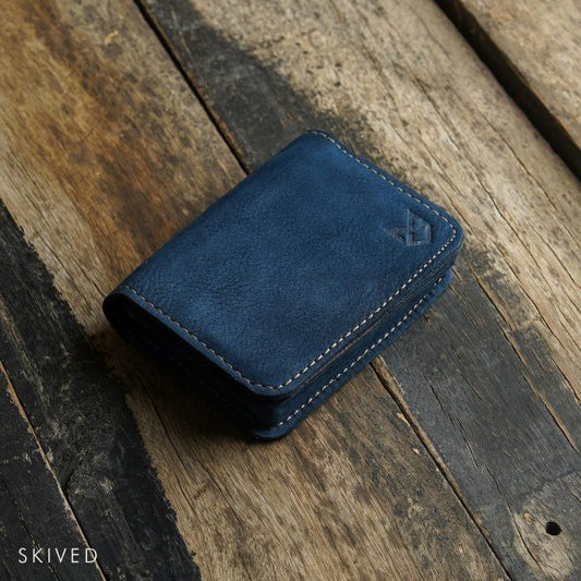 Root smart blue cow leather wallet