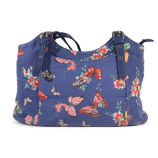 Butterfly Print Women Blue Shoulder Bag