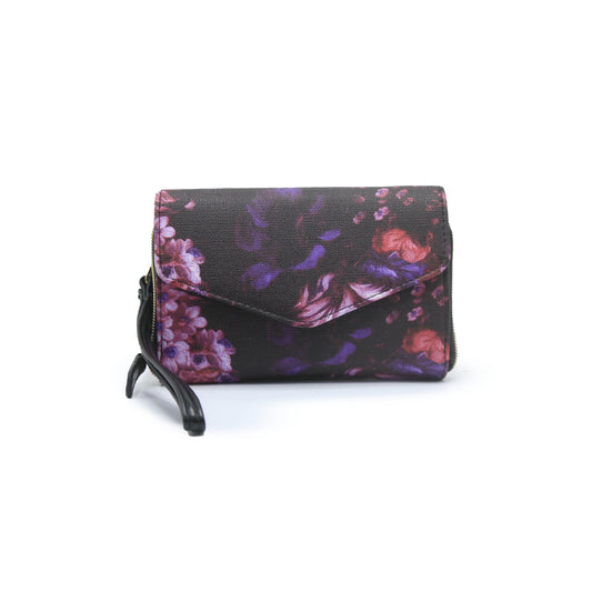 Black And Purple Floral Women Clutch