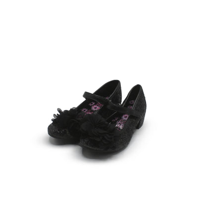 Lilley Sparkle Girls Black Glitter Heeled Shoe